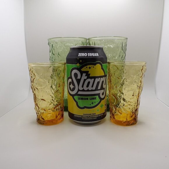 Set of 4 Crinkle Glassware Tumblers, Green and Honey - Picture 8 of 8